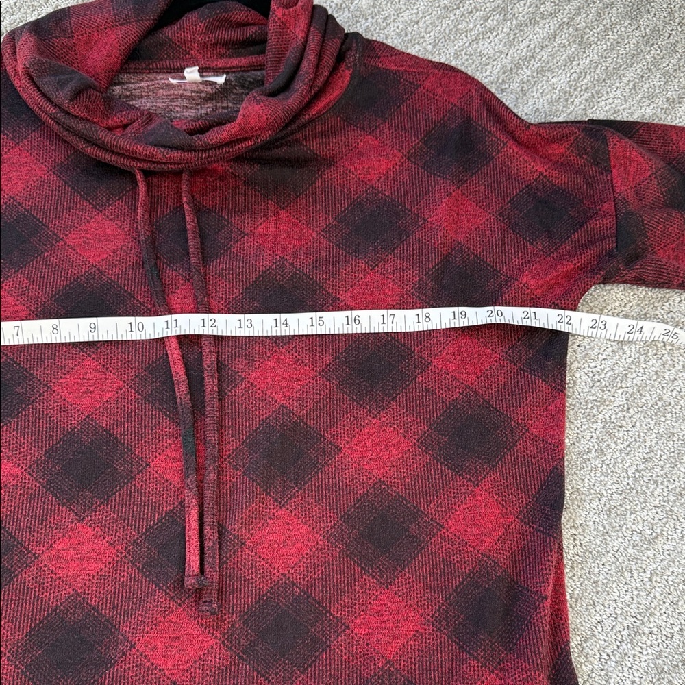 Buffalo Red and Black Plaid Cowl Neck Sweatshirt - Picture 5 of 8